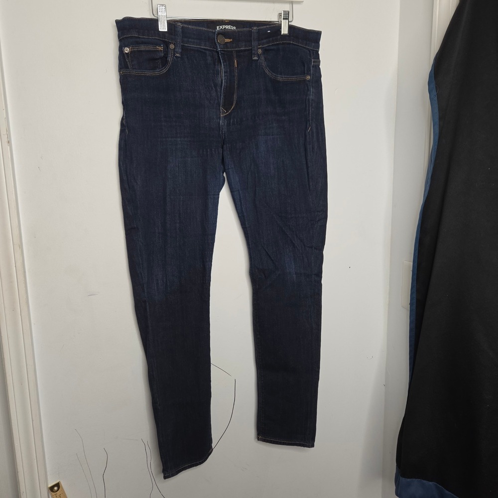 Express Womens Dark Wash Mid Rise Stretch Legging Jeans Size 12R Indigo Denim